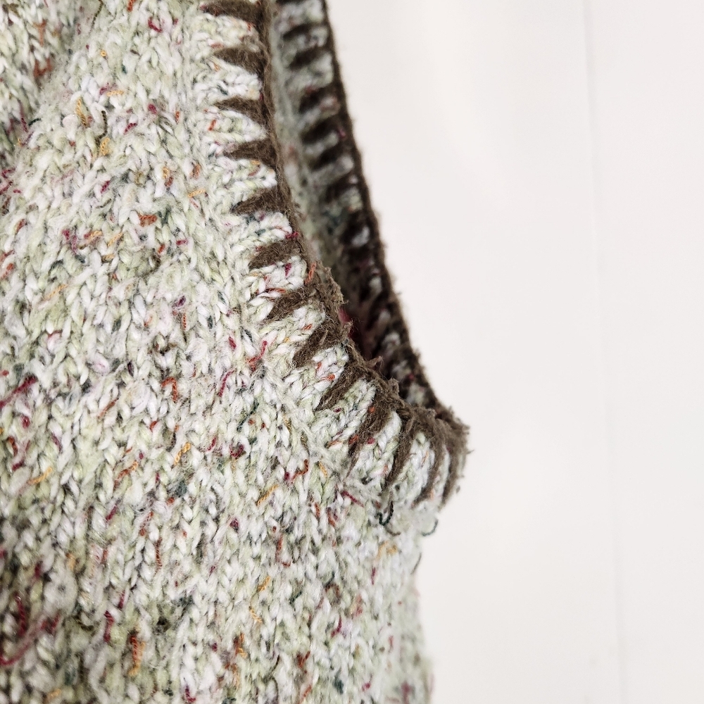 Vtg Christopher & Banks Hand Embroidered Oatmeal Zipper Sweater Vest Size 1x - Picture 15 of 16